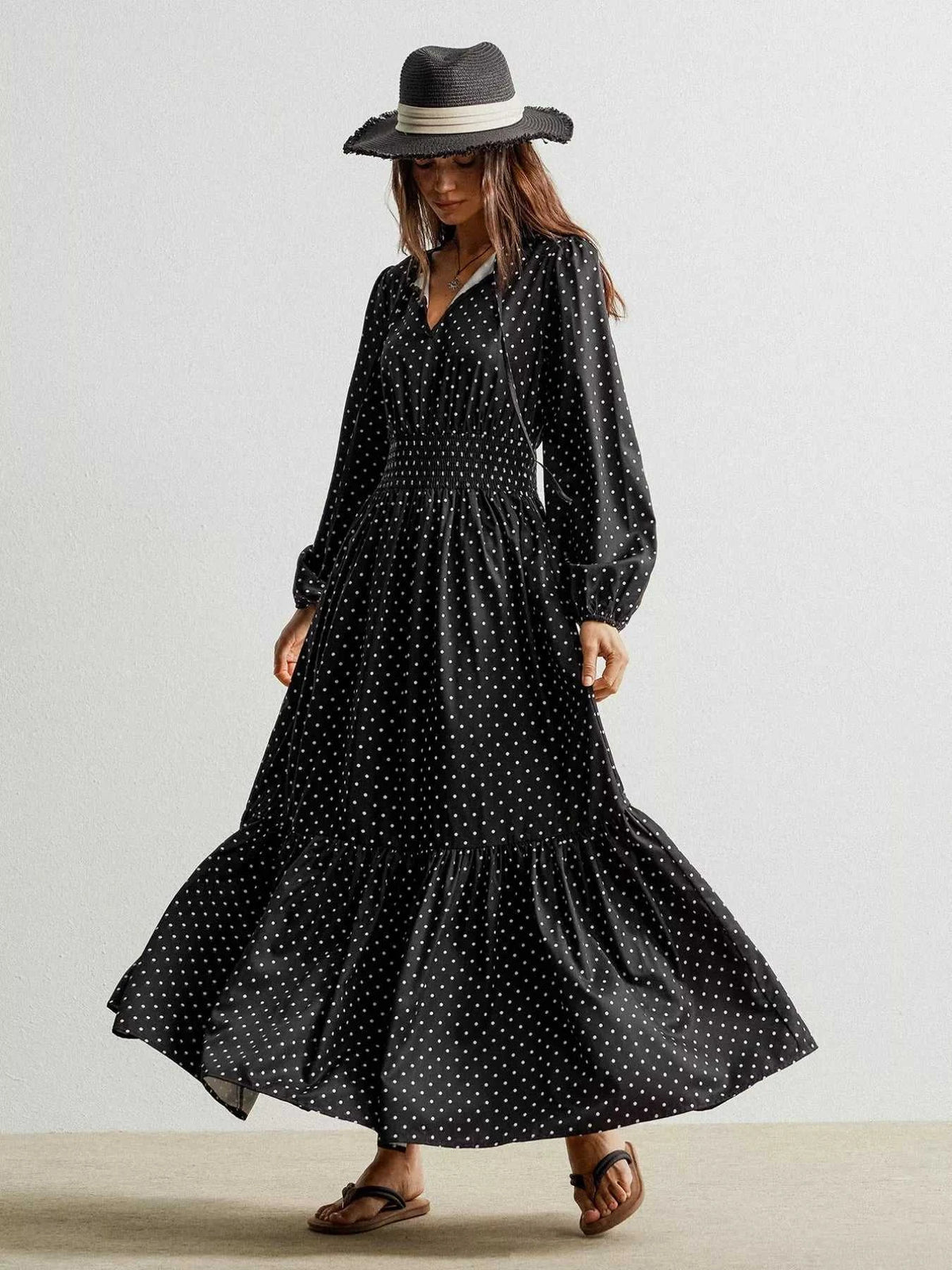 Polka Dot Long Sleeve Maxi Dress 100100228731995 49 Gifts for Her Jerry's Apparel 