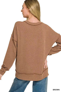 Zenana Corded Rib Long Sleeve Round Neck Top 100100598621089 23 Affordable Fashion Under $100 Jerry's Apparel 