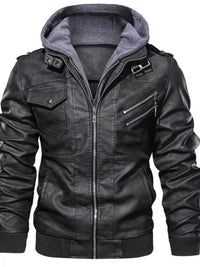 Men's Full Size Hooded Faux Leather Moto Jacket Plus Size 100400161564305 96 Affordable Fashion Under $100 Jerry's Apparel 