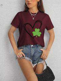 Heart Lucky Clover Short Sleeve T-Shirt