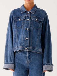 Button Down Cropped Oversized Denim Jacket 100100003789645 47 Affordable Fashion Under $100 Jerry's Apparel 