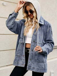 Oversized Button Up Denim Jacket with Hood 100100876233269 72 Affordable Fashion Under $100 Jerry's Apparel 