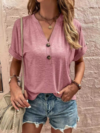 Full Size Notched T-Shirt with Rolled Sleeves Plus Size 100100574144593 26 Affordable Fashion Under $100 Jerry's Apparel 