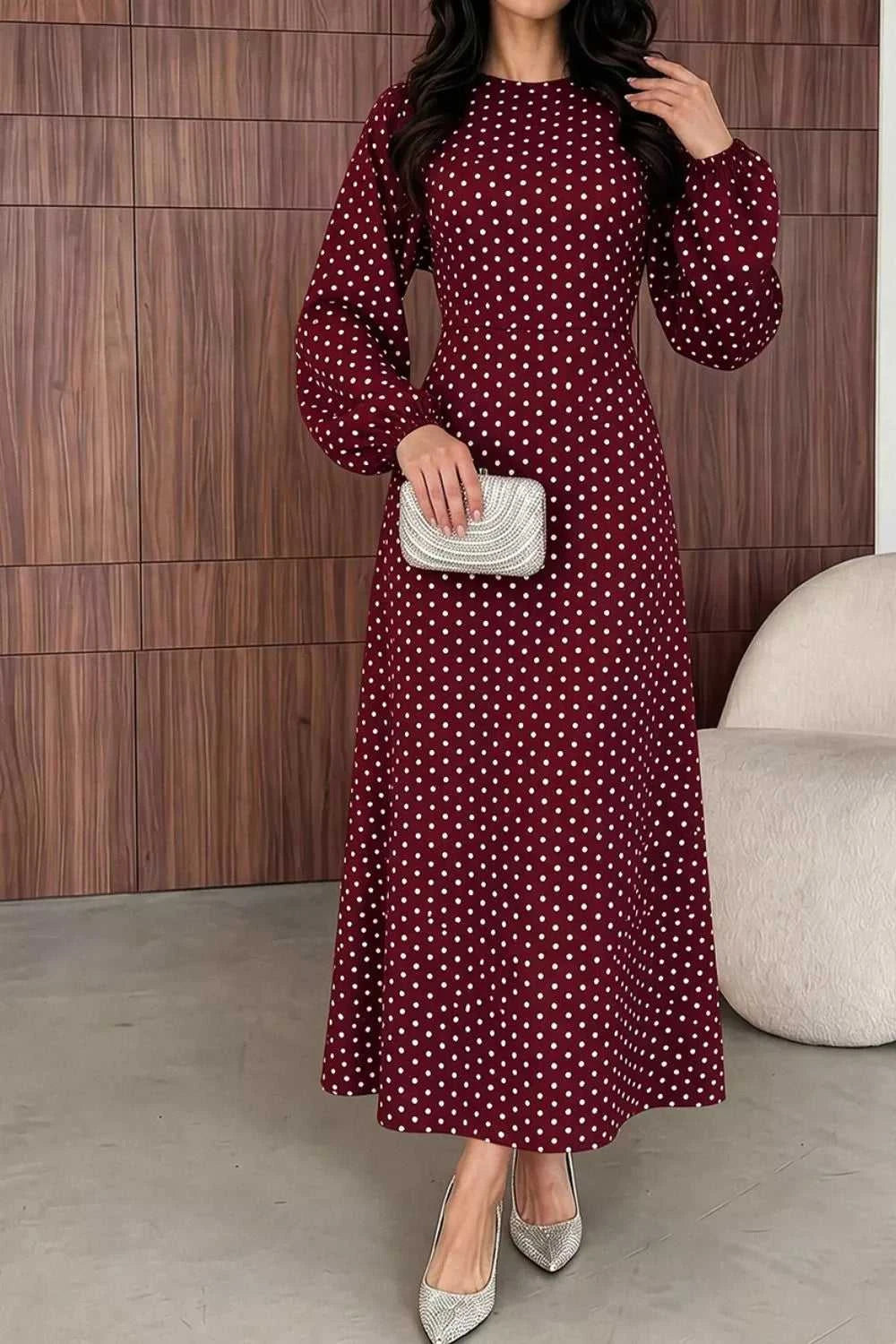 Polka Dot Long Sleeve Maxi Dress 101001469171625 35 Affordable Fashion Under $100 Jerry's Apparel 