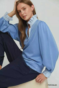 Umgee Stripe Ruffle Neck Long Sleeve Top 100100264141770 49 Gifts for Her Jerry's Apparel 