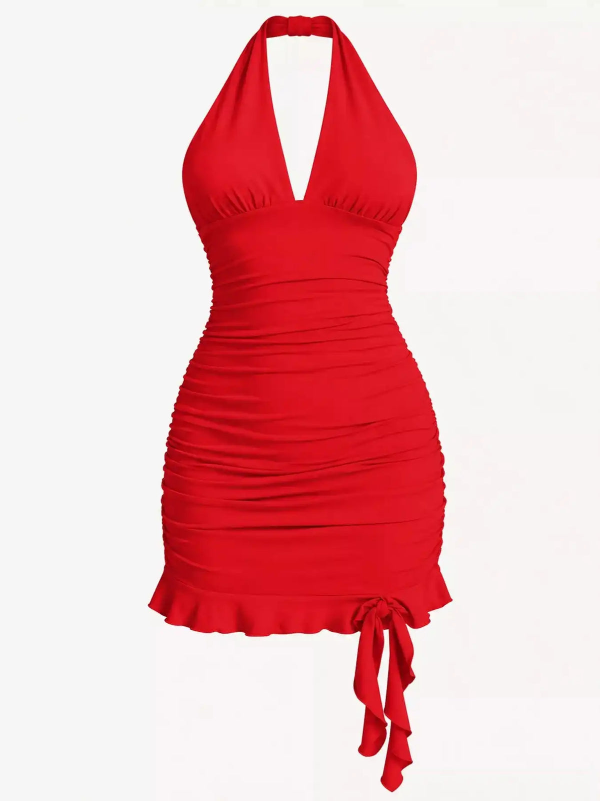 Ruched Halter Neck Bodycon Mini Dress 101001241020171 35 Gifts for Her Jerry's Apparel 