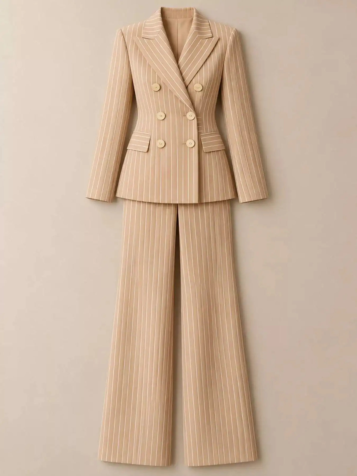 Double-Breasted Pinstripe Blazer and Wide-Leg Pants Set 101001905010997 103 Gifts for Her Jerry's Apparel 