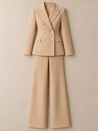 Double-Breasted Pinstripe Blazer and Wide-Leg Pants Set 101001905010997 103 Gifts for Her Jerry's Apparel 