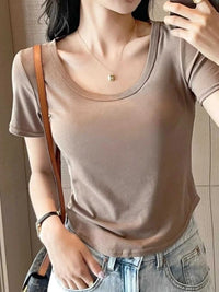Plus Size Round Neck Short Sleeve T-Shirt 100100816232037 16 Affordable Fashion Under $100 Jerry's Apparel 