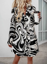 Perfee Ruffled Printed V-Neck Long Sleeve Dress 100100605481696 36 Gifts for Her Jerry's Apparel 