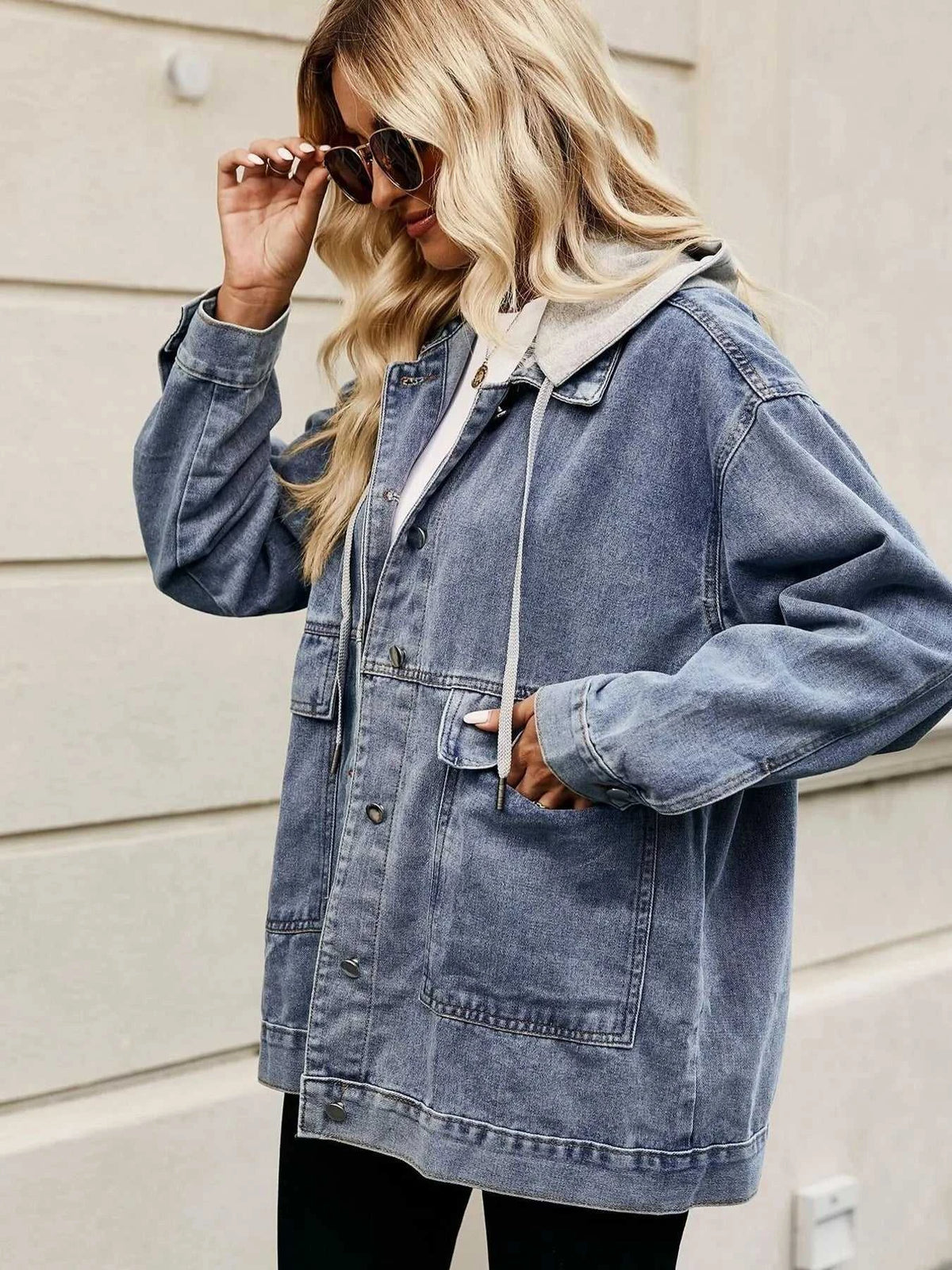 Oversized Button Up Denim Jacket with Hood 100100876233269 72 Affordable Fashion Under $100 Jerry's Apparel 