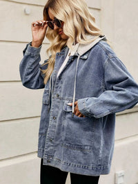 Oversized Button Up Denim Jacket with Hood 100100876233269 72 Affordable Fashion Under $100 Jerry's Apparel 
