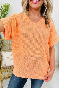 Textured Waffle Knit V-Neck T-Shirt 100100332511740 29 Affordable Fashion Under $100 Jerry's Apparel 