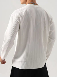 Men's Plus Size Notched Long Sleeve Top