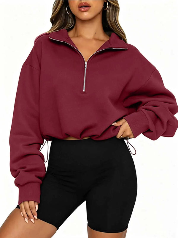 Half Zip Drawstring Hem Sweatshirt 101001873128896 51 Affordable Fashion Under $100 Jerry's Apparel 