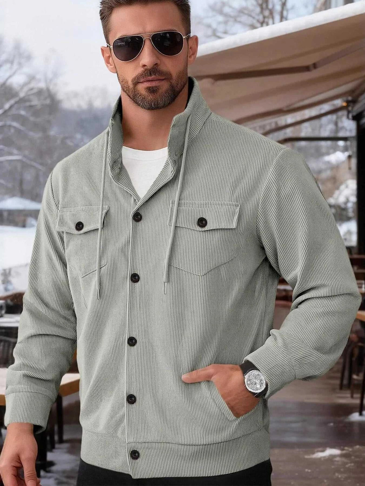 Men's Full Size Casual Corduroy Button-Down Jacket Plus Size 100400685932569 79 Affordable Fashion Under $100 Jerry's Apparel 