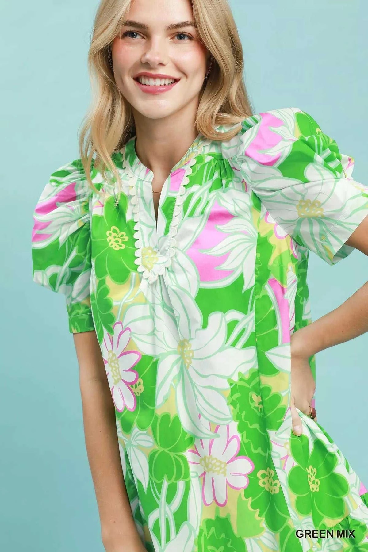 Umgee Floral Puff Sleeve Tiered Mini Dress 100100123971887 60 Affordable Fashion Under $100 Jerry's Apparel 