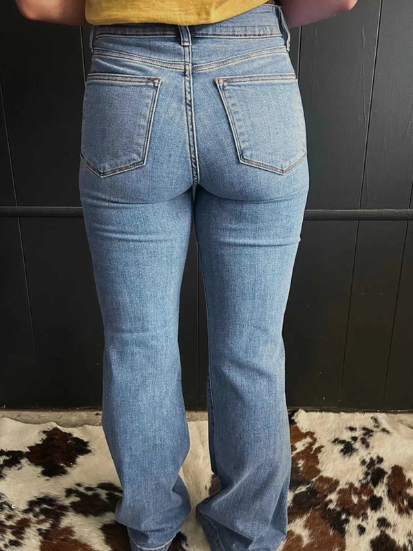 High-Waisted Flare Jeans with Seam Detail 100100054870888 65 Seasonal Fashion Collections Jerry's Apparel 