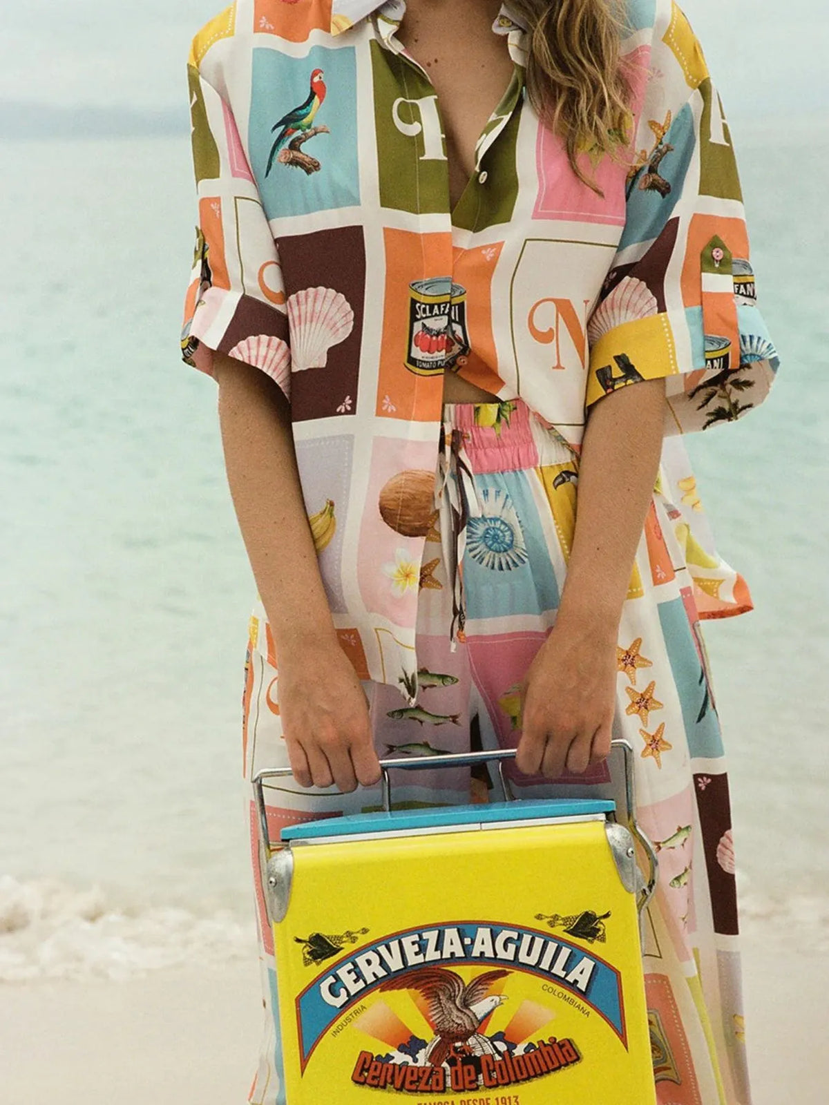 Printed Button Up Shirt and Pants Set
