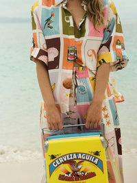Printed Button Up Shirt and Pants Set