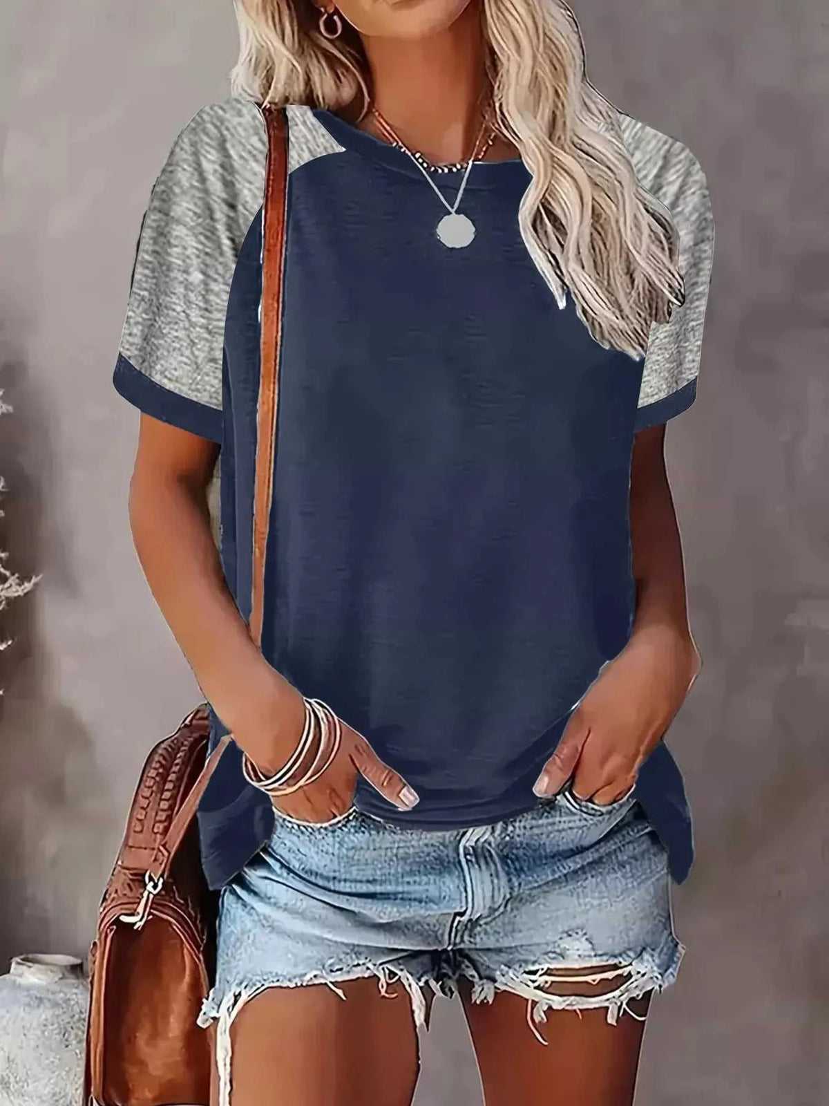 Plus Size Casual Color Block Raglan Sleeve T-Shirt 100100822855703 26 Affordable Fashion Under $100 Jerry's Apparel 