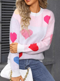 Valentine's Day Heart Round Neck Dropped Shoulder Sweater 100100731312890 46 Affordable Fashion Under $100 Jerry's Apparel 