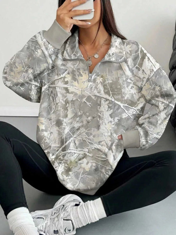 Quarter-Zip Printed Sweatshirt with Ribbed Cuffs 101001572580129 48 Affordable Fashion Under $100 Jerry's Apparel 