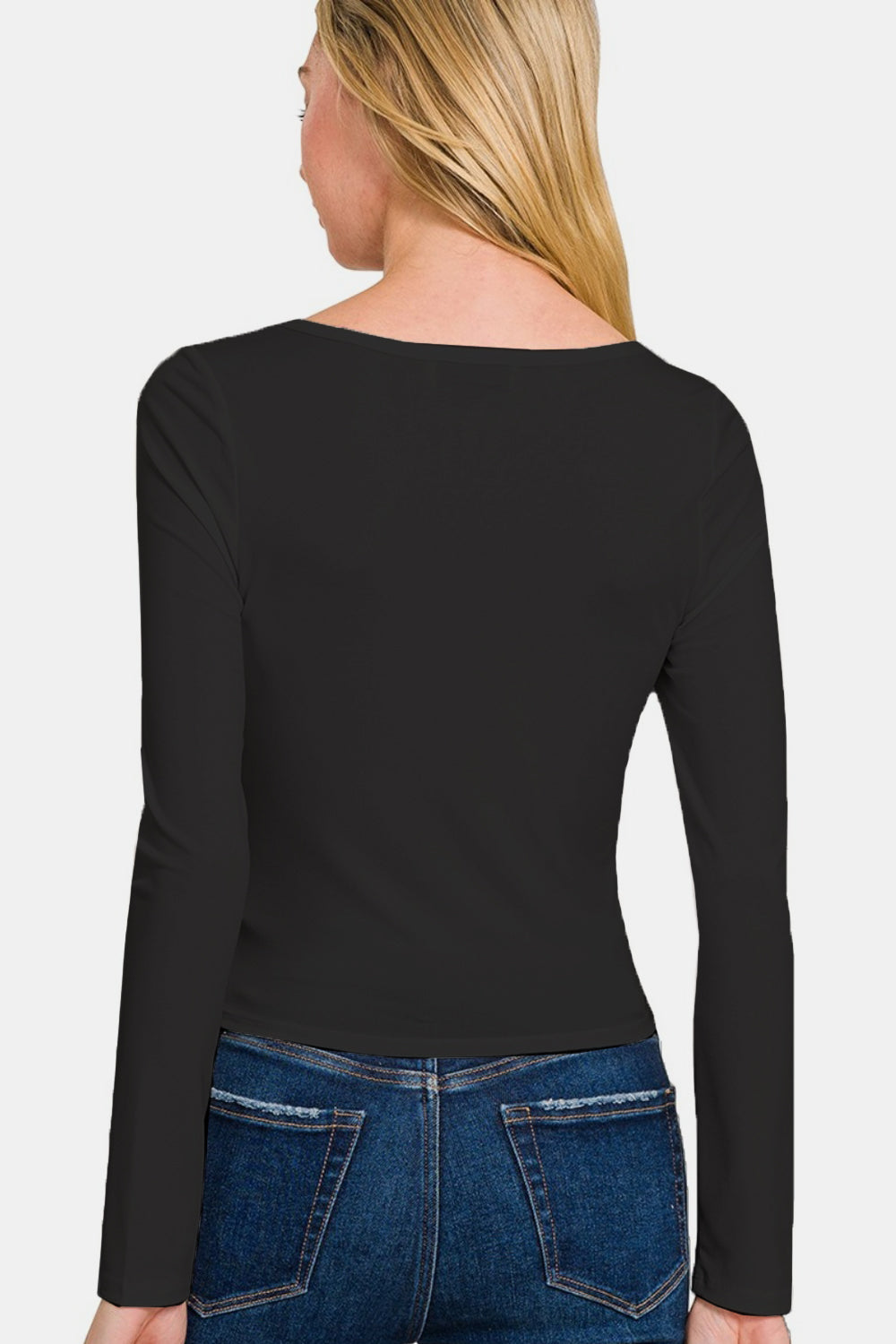 Square Neck Fitted Long Sleeve T-Shirt