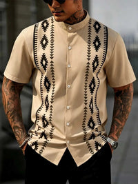 Men's Geometric Print Short Sleeve Shirt 104001395569418 26 Affordable Fashion Under $100 Jerry's Apparel 