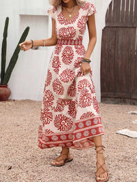 Printed V-Neck Cap Sleeve Dress 100100475035592 39 Affordable Fashion Under $100 Jerry's Apparel 