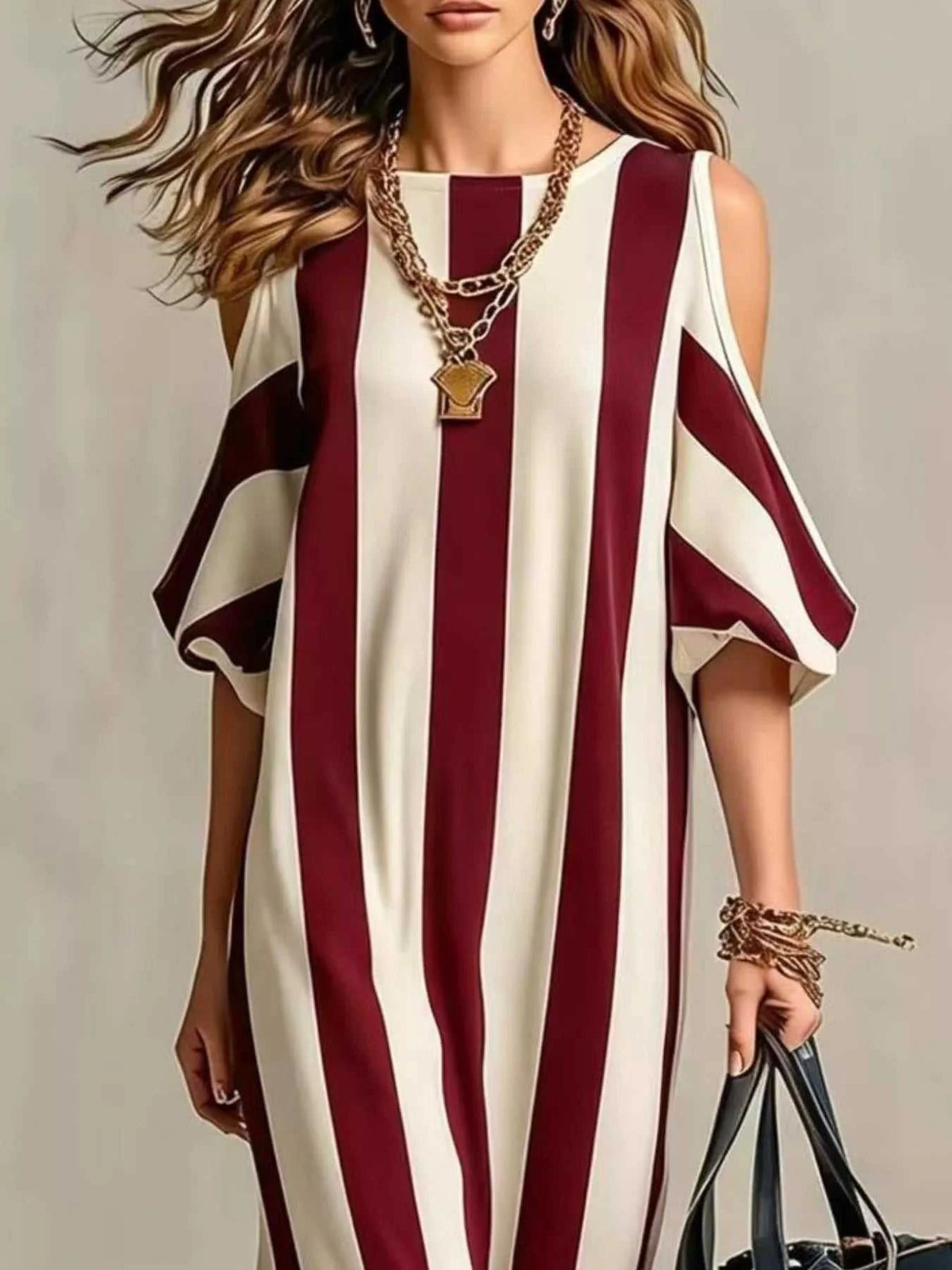 Striped Cold Shoulder Maxi Dress 100100347460143 32 Affordable Fashion Under $100 Jerry's Apparel 
