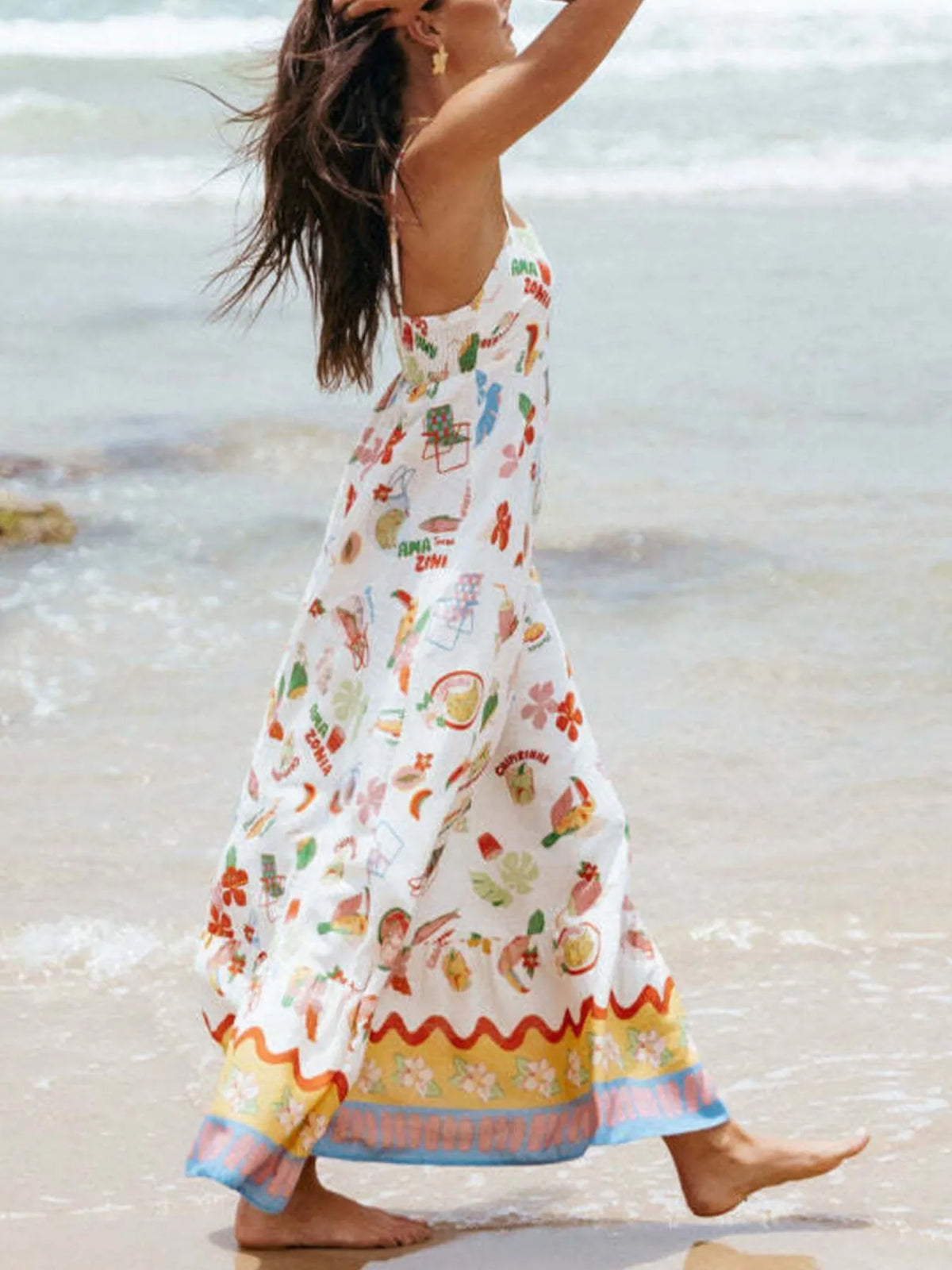 Printed Square Neck Maxi Cami Dress