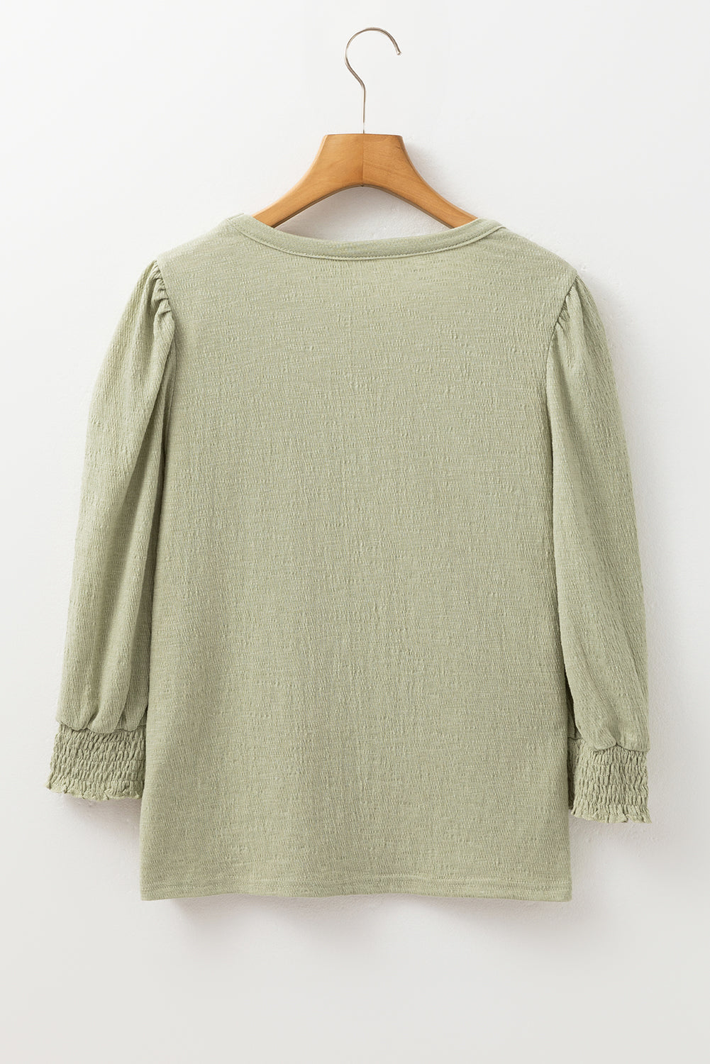 Textured Round Neck Three-Quarter Sleeve Blouse