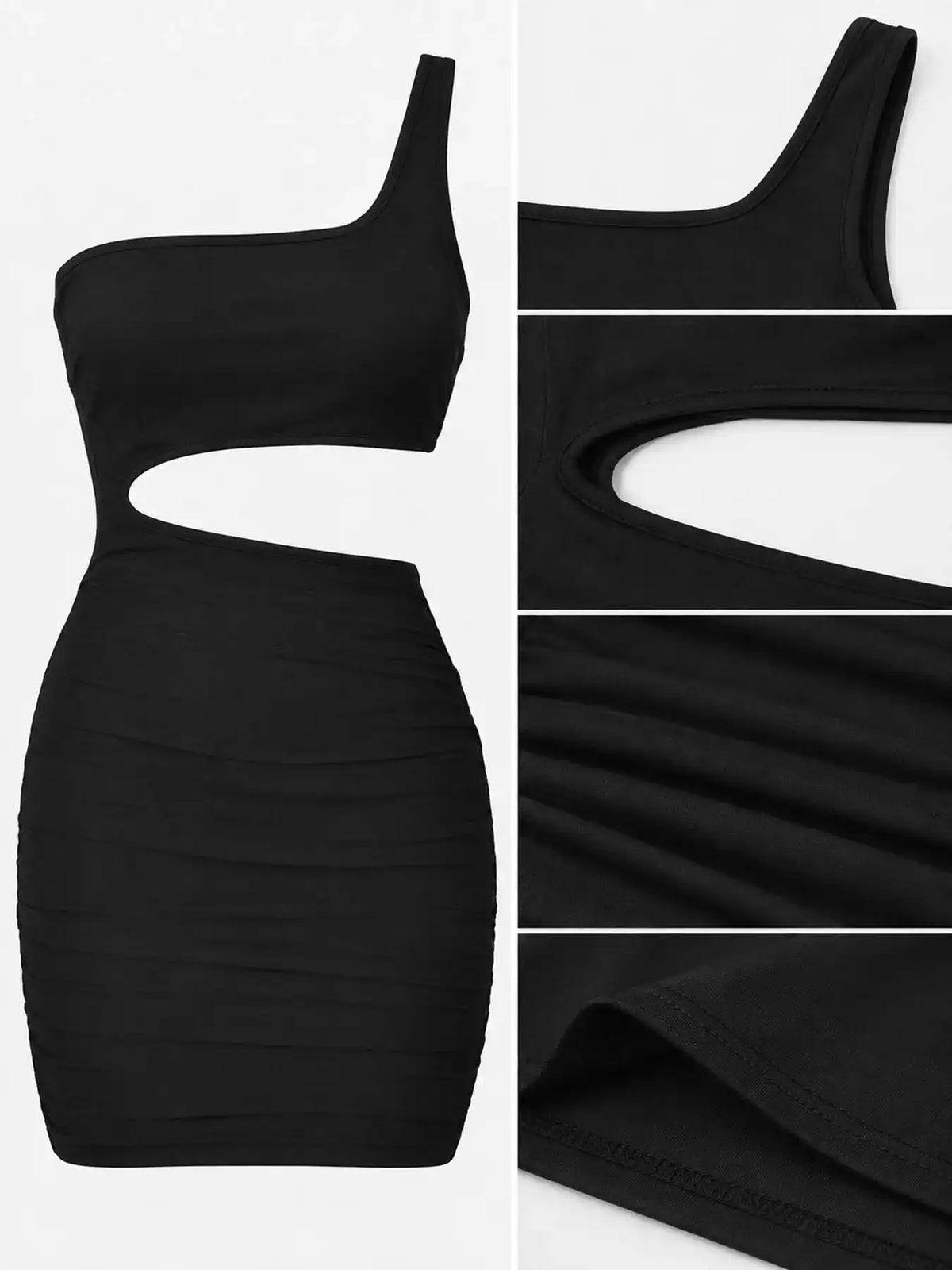 One-Shoulder Cutout Ruched Bodycon Mini Dress 101001098960768 27 Gifts for Her Jerry's Apparel 