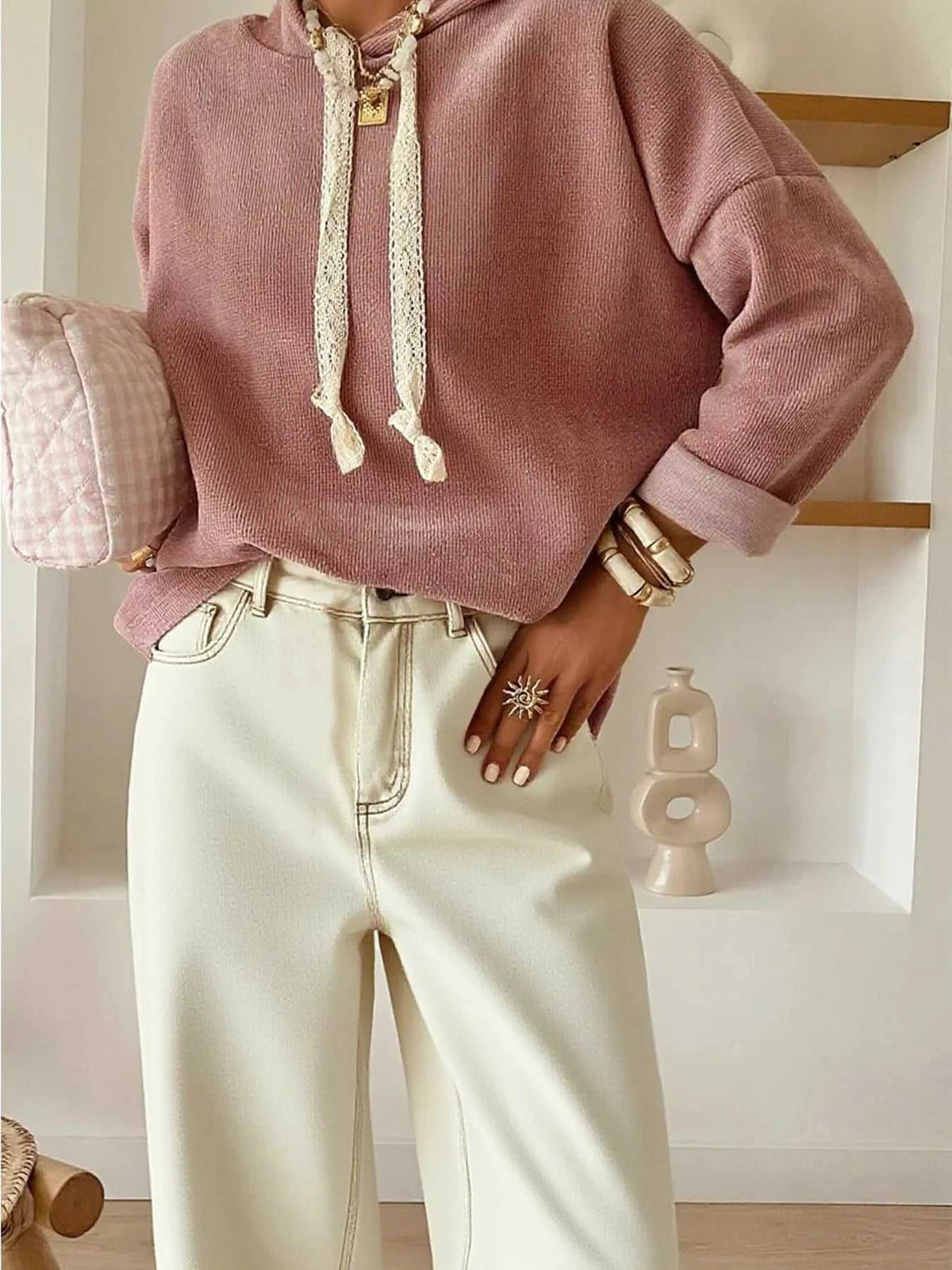 Drawstring Dropped Shoulder Hoodie 100100797401415 52 Affordable Fashion Under $100 Jerry's Apparel 