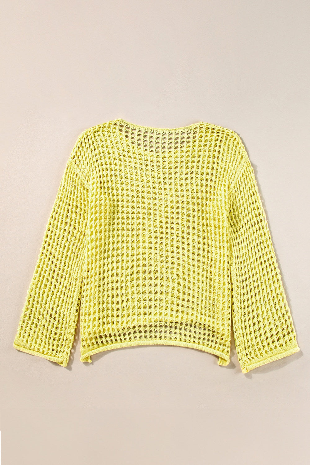 Openwork Dropped Shoulder Round Neck Knit Top