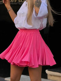 Elastic Waist Ruffled Hem Skirt