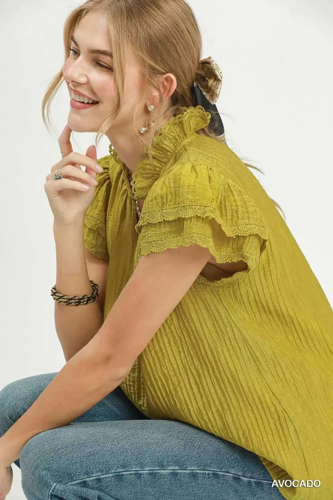 Umgee Lace Trim Ruffle Top 100100924601111 51 Affordable Fashion Under $100 Jerry's Apparel 