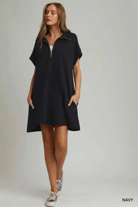 Umgee Collared Quarter Zip Dress with Size Pocket 100100208331613 53 Affordable Fashion Under $100 Jerry's Apparel 