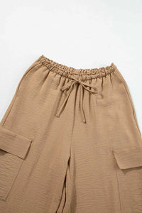 Drawstring Frilled Waist Wide Leg Utility Trousers 100100664290960 36 Affordable Fashion Under $100 Jerry's Apparel 