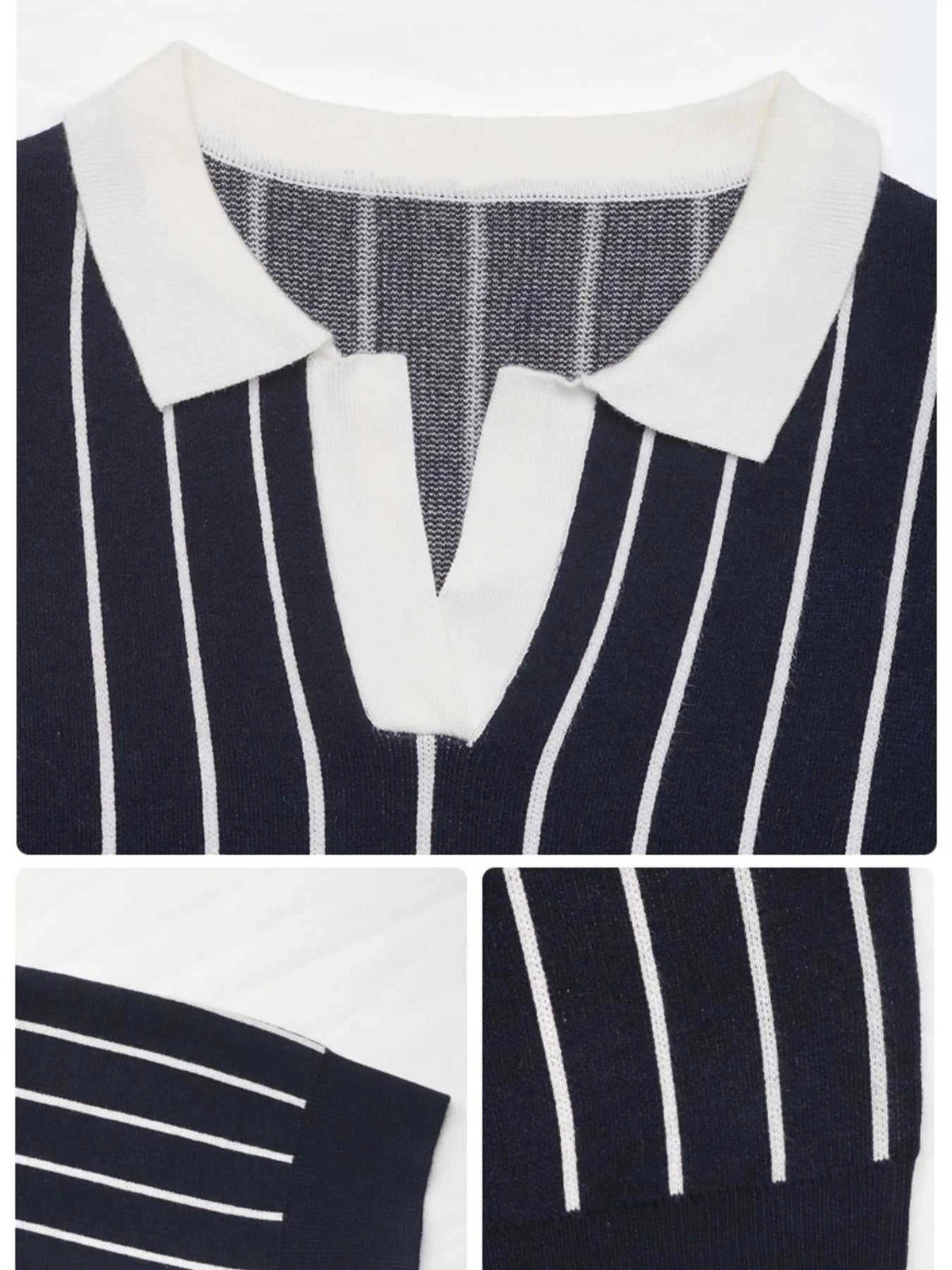 Stripe Contrast Collar Long Sleeve Knit Top 100100552981429 50 Affordable Fashion Under $100 Jerry's Apparel 