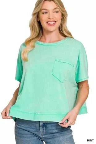 Zenana Acid Washed Round Neck Short Sleeve Oversized T-Shirt 100100804101942 25 Affordable Fashion Under $100 Jerry's Apparel 