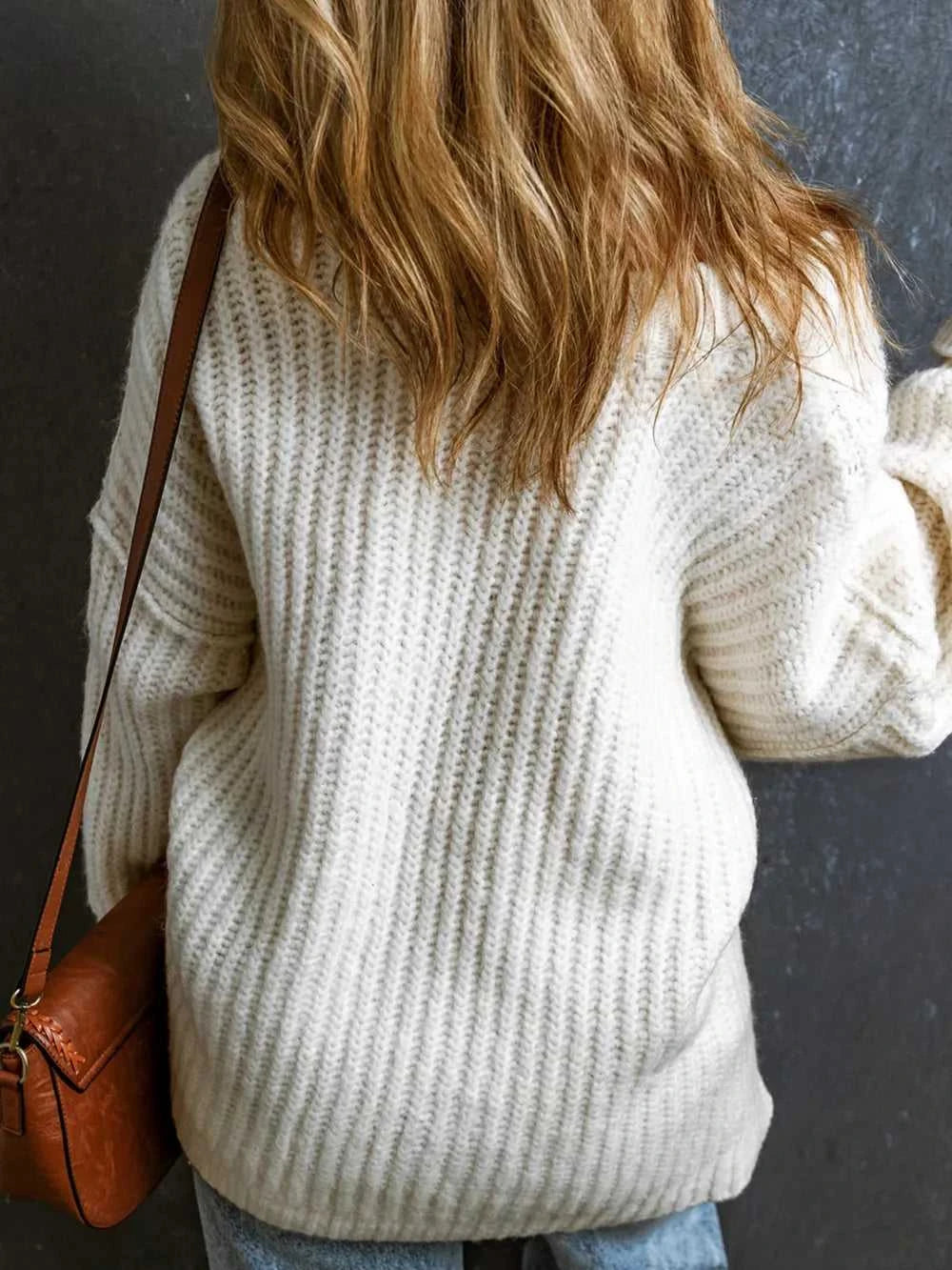 Ribbed Knit Round Neck Slouchy Chunky Sweater 100100533705787 48 Affordable Fashion Under $100 Jerry's Apparel 