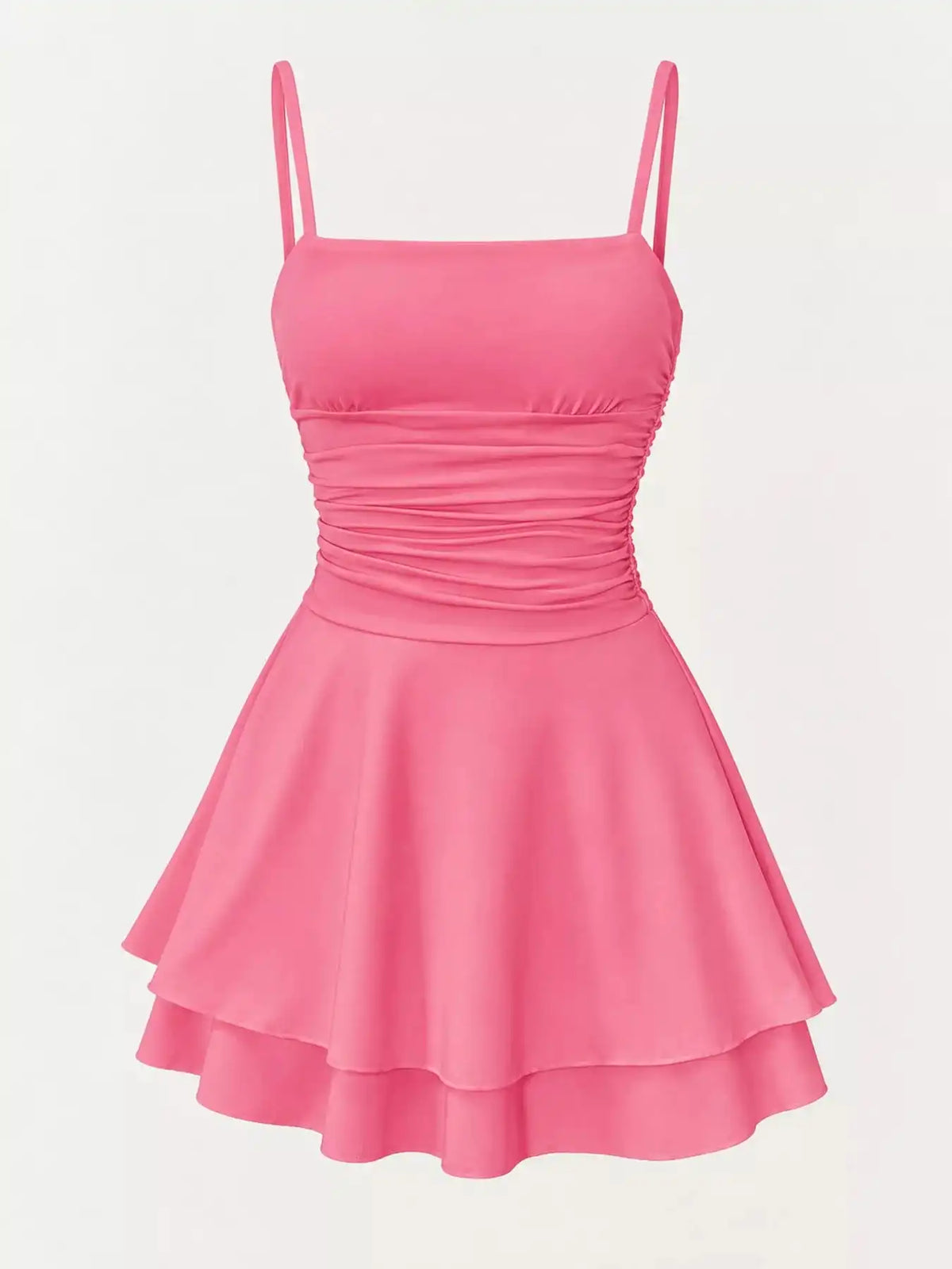 Ruched Spaghetti Strap Layered Mini Dress 101001361310686 33 Women's Dress Gifts for Her Jerry's Apparel 