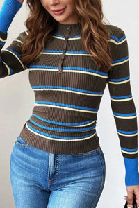 Ribbed Knit Contrast Cuff Henley Button Sweater 101002490031280 45 Affordable Fashion Under $100 Jerry's Apparel 