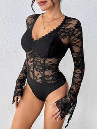 Lace Long Sleeve Bodysuit 100100914739977 34 Affordable Fashion Under $100 Jerry's Apparel 
