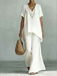Full Size V-Neck Top and Wide-Leg Pants Set Plus Size 100100663551339 44 Affordable Fashion Under $100 Jerry's Apparel 