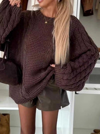 Cable Knit Round Neck Oversized Sweater 100100564539498 61 Affordable Fashion Under $100 Jerry's Apparel 