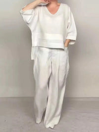 Full Size V-Neck Long Sleeve Top and Pants Set Plus Size 100100878243855 49 Affordable Fashion Under $100 Jerry's Apparel 