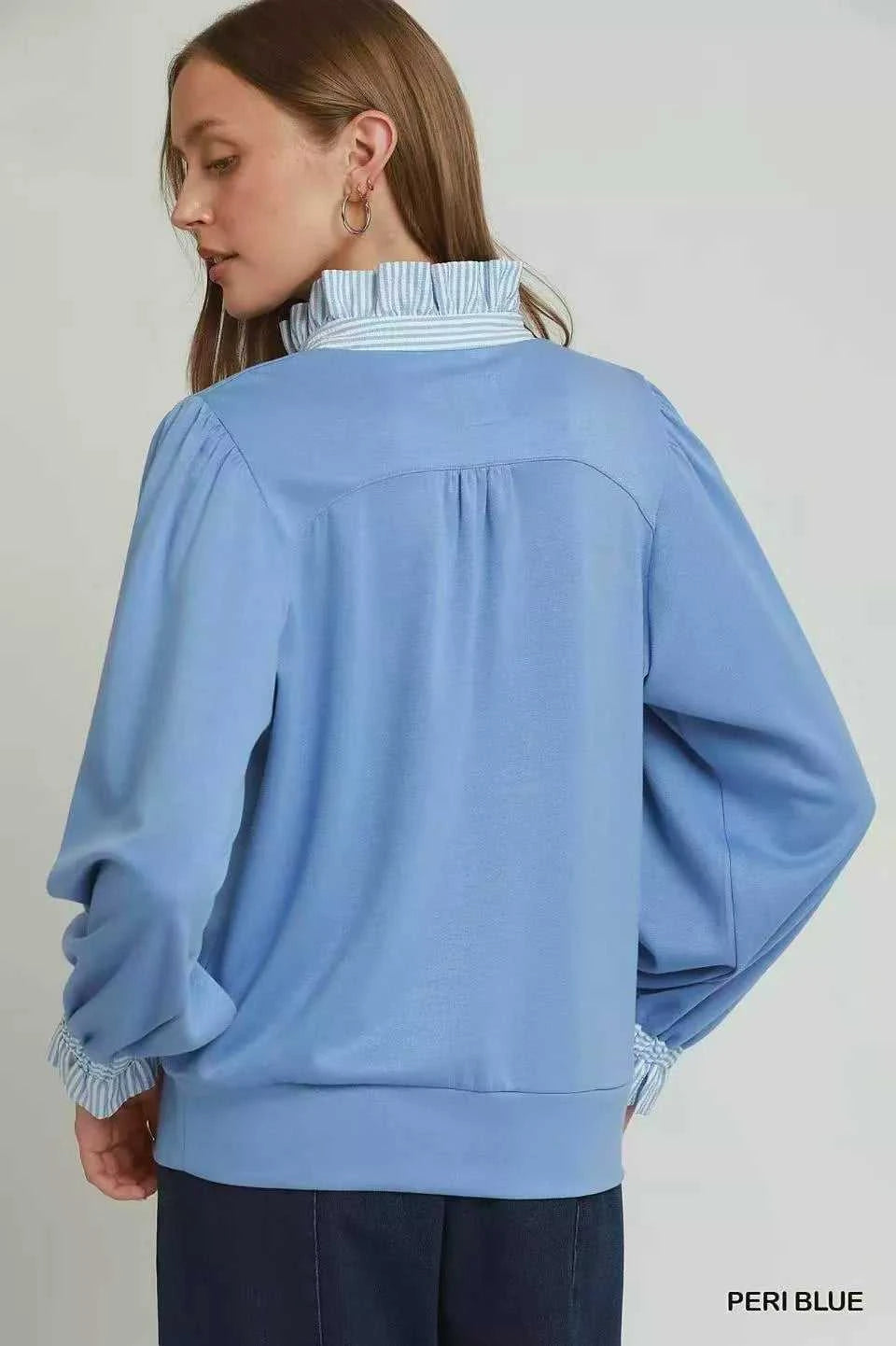 Umgee Stripe Ruffle Neck Long Sleeve Top 100100264141770 49 Gifts for Her Jerry's Apparel 